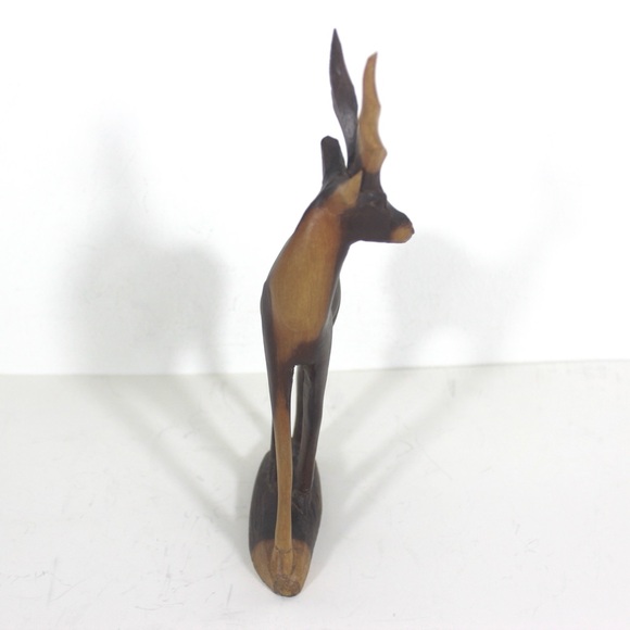 Mid Century Modern Carved Gazelle, Exotic Wood Sculpture, African Animal - Picture 7 of 10